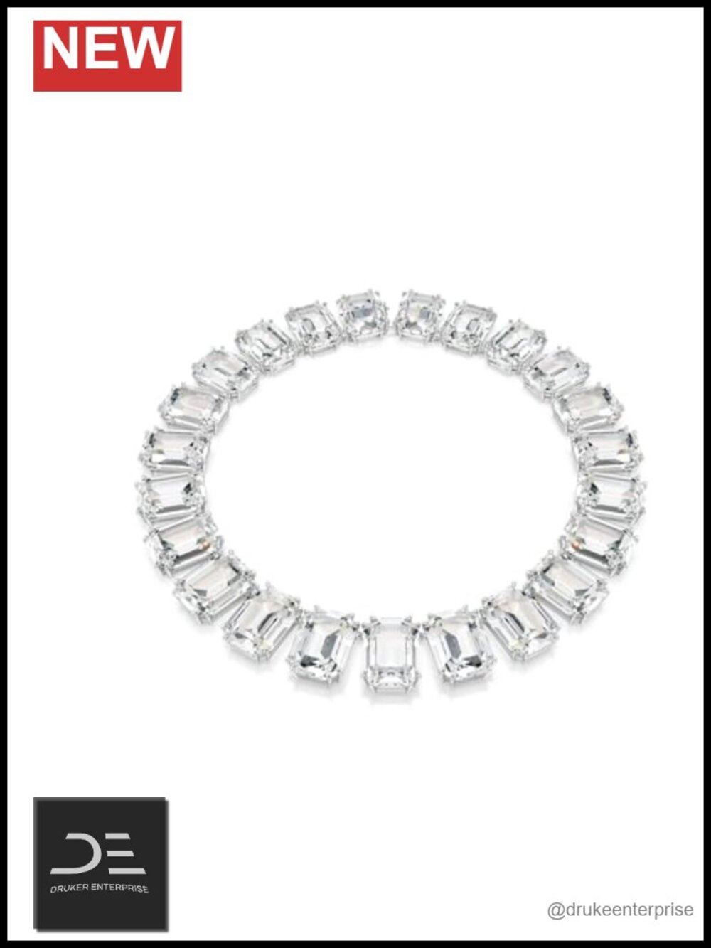 Swarovski Millenia Octagon Cut Crystal Pendant Necklace Rhodium Plated